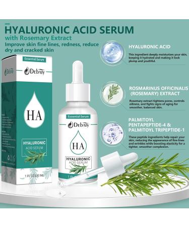 Revitalizing Hyaluronic Acid Serum (3 Pack) with Rosemary Extract - Hydrating & Anti-Aging Formula | 1fl.oz (30ml) Each - International Shipping Available - Buy Online on GoSupps.com