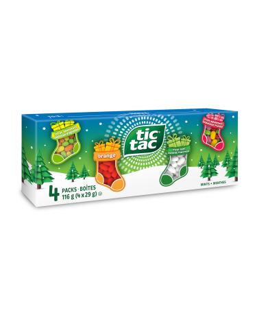 TIC TAC Mints Stocking Stuffer 116 grams 4 Count Single Packs 4 Flavours 4 Packs (29g each)