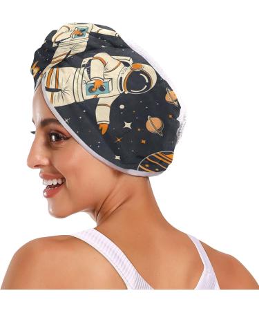 Super Absorbent Astronauts Spaceships Planets Hair Towel 2 Pack - Quick Dry Turbans for Women & Girls - Buy Online on GoSupps.com