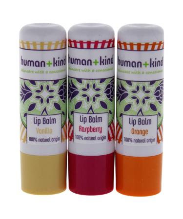 Human+Child Fabulous Lip Balm Trio | 100% Natural Vegan Lip Care - Orange Vanilla Raspberry - Moisturizes & Softens Lips - 3g - Buy Online on GoSupps.com