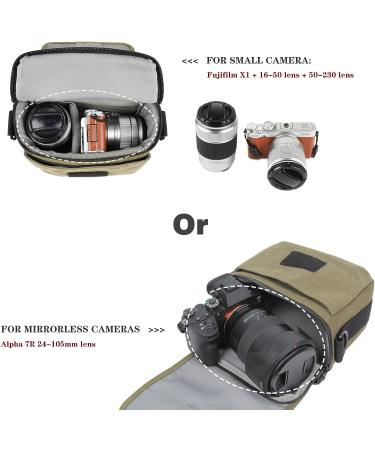 Besnfoto Small Mirrorless Camera Shoulder Bag - Waterproof Canvas Compact Messenger Bag for Men and Women, Army Green - Buy Online on GoSupps.com