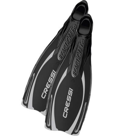 Cressi Adult Snorkeling & Scuba Diving Fins - Powerful Full Foot Pocket Fins - Reaction Pro: Made in Italy EU 40/41 | US Man 8.5/9.5 | US Lady 9.5/10.5 Black