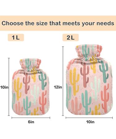 NAANLE 2L Cartoon Cactus Hot Water Bottle with Cover - Pain Relief for Menstrual Cramps & Heat Therapy - Buy Online on GoSupps.com