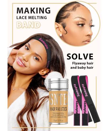 Lace Melting Band 2Pcs & Wax Stick for Hair Wigs | Elastic Band & Accessories for Lace Wigs | Wig Edges Styling Essential - 3.5oz - Buy Online on GoSupps.com