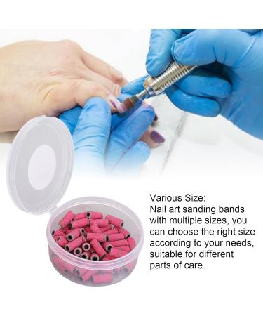 Nail Sanding Bands Dead Skin Removal Multiple Sizes Smoothing Nail Art Sanding Bands with Storage Box for Manicure (Rose Red) - Buy Online on GoSupps.com