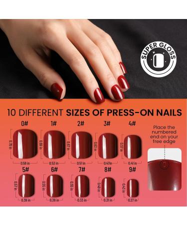 Teenitor Short Press On Nails - 12 Packs Glossy Square Fake Nails for Women with Adhesive Tabs and Nail Files - Buy Online on GoSupps.com