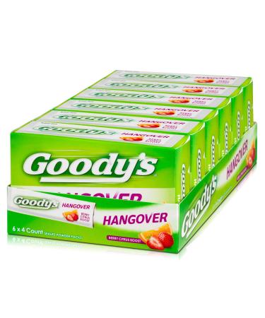 Goody's Hangover Powders, Fast Pain Relief & Boost of Alertness, Berry Citrus Flavor Dissolve Packs, 4 Count (Pack of 6)