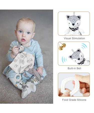 Fvntuey Baby Shower Gifts Set - Newborn Blanket, Baby Lovey, Wooden Rattle Toy, Funny Bibs, Socks & Greeting Card - Baby Boy Gift Basket with Neutral Fox Design - Buy Online on GoSupps.com