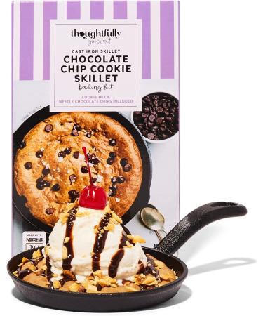 Thoughtfully Gourmet, Cookie Skillet Baking Kit, Made with Nestle Chocolate Chips, Gift Set Includes Single Serve Chocolate Chip Cookie Mix and Reusable Small Cast Iron Skillet