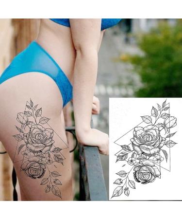 NEZAR Sexy Big Rose Flower Full Arm Temporary Tattoos - Waterproof Tribal Fake Tattoo Sleeves for Women - Buy Online on GoSupps.com