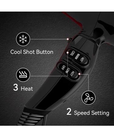 Buy JINRI 1875W AC Ionic Hair Dryer - Lightweight Powerful Blow Dryer with 2 Speeds & 3 Heat Settings - International Shipping Available - Buy Online on GoSupps.com