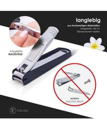 Fabcare Nail Clipper Set with Fan & Integrated Nail File | Extra Sharp & Durable Nail Cutter for Manicure & Pedicure Includes Case & eBook | Buy Nailzwicker Online - Buy Online on GoSupps.com