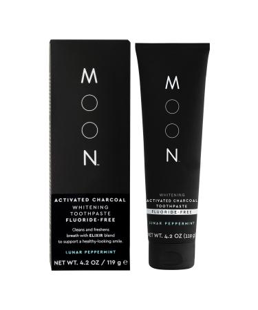 MOON Charcoal Whitening Toothpaste Fluoride-Free Lunar Peppermint Flavor for Fresh Breath for Adults 4.2oz
