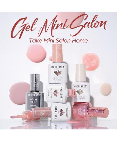 Modelones Gel Nail Polish Kit with UV Light 4 Colors Base & Top Coat Stickers Milky White Nude Pink Glitter Fall Manicure Set DIY Home Nail Art Gift for Women - Buy Online on GoSupps.com