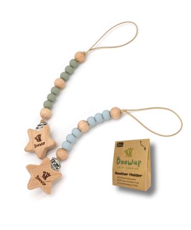 BOOWUP ENJOY GROWING Baby Dummy Clips Boys Girls Pacifier Soother Chain Silicone Holder BabyNewborn Dummy Soother Clips (Turquoise&Lilac)
