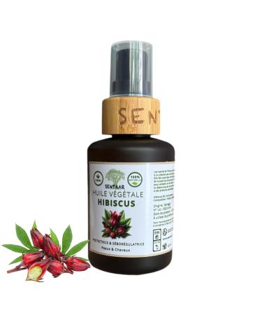Virgin Hibiscus Vegetable Oil 100% Pure Cold Extracted Moisturizes and Protects All Skin Types Natural Anti-Aging Active After Sun Care 60 ml Sentaar Cosm tique