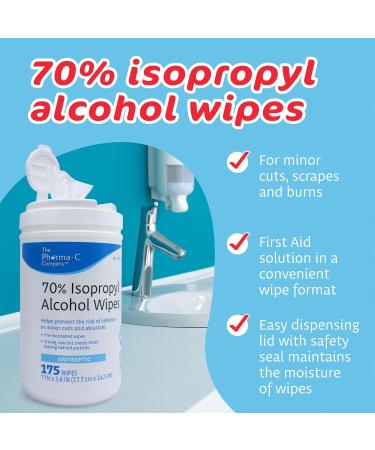 Pharma-C 70% Isopropyl Alcohol Wipes 175ct - Antiseptic Wound Cleaner - MADE IN USA - Buy Online on GoSupps.com