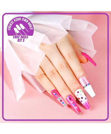 Teenitor Clear Coffin Nail Tips Set - 600pcs Ballerina Fake Nails with Nail Glue, Acrylic Clipper, Stand, Cuticle Oil, File Buffer - A-pink - Buy Online on GoSupps.com