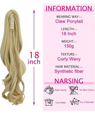 FXYTK Claw Clip Ponytail Hair Extension 18 Inch Curly Sandy Blonde Mix Bleach Blonde - Buy Online on GoSupps.com