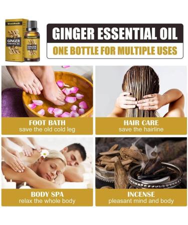 Belly & Lymphatic Drainage Ginger Oil - Organic Essential Oil for Body Massage (10ml, 6pcs) - Buy Online on GoSupps.com