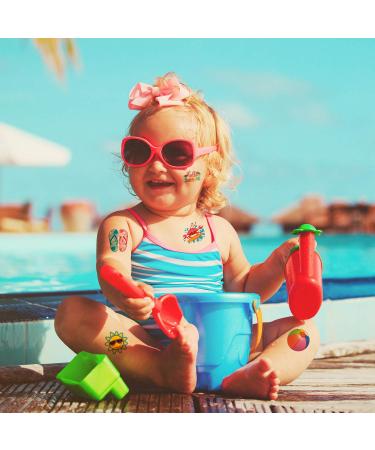 Hawaiian Luau Themed Temporary Tattoos - 144-Piece Set for Kids & Adults | Waterproof Tropical Beach Stickers for Summer Parties - Buy Online on GoSupps.com