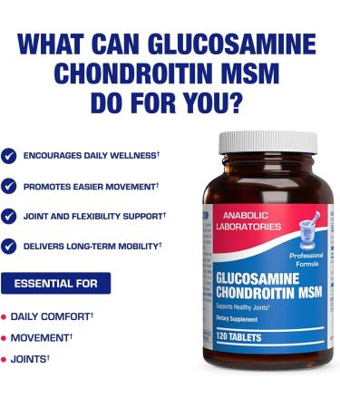 High Absorption Glucosamine Chondroitin MSM - Clinical Formula Bone Joint Tendon and Ligament Supplement with MSM Glucosamine Chondroitin - Non-GMO Gluten Free & Made in The USA - 120 Servings - Buy Online on GoSupps.com
