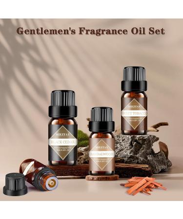 Men's Essential Oils Set - Top 6 Fragrance Oils for Diffuser, Candle & Soap Making - Sandalwood, Cologne, Black Cedar, Leather, Sweet Tobacco, Bay Rum - 10mL Gentlemen's Essential Oil Kit - Buy Online on GoSupps.com