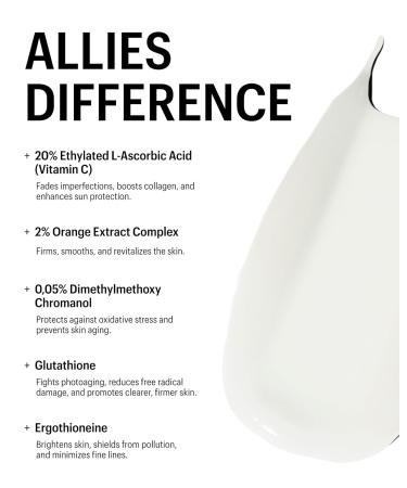 Allies of Skin 20% Vitamin C Serum | Daily Glow & Firming Face Serum | Lightweight Waterless Formula Treats Uneven Tone & Spots | Anti-Aging Support for Smooth Radiant Skin | 1 fl oz - Buy Online on GoSupps.com