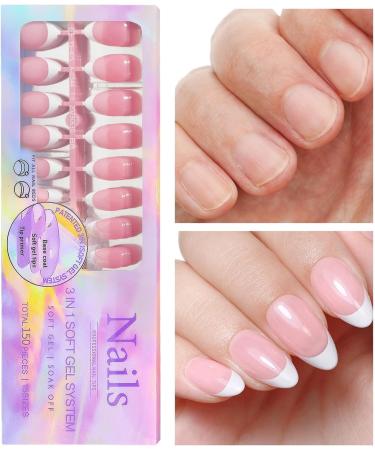 White French Tip Press on Nails | Artificial Full French Nails for Women - Beauty Products for Home Wedding Dating Gathering Traveling Pochy 05 - Buy Online on GoSupps.com