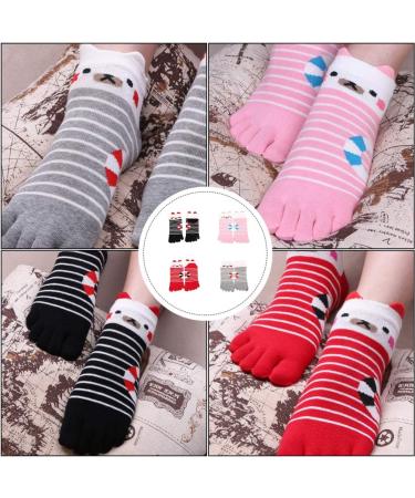 Happyyami Christmas Five Toe Socks - 4 Pairs Cat Toe Jacquard Women s Holiday Cotton Socks - Buy Online on GoSupps.com