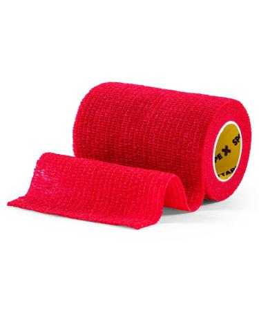 24 Rolls SPORTTAPE Self-Adhesive Football Sock Tape | 7.5cm x 4.5m - Red | Cohesive Bandage - Pet & Vet Wrap for Dogs & Horses | Compression Bandage Shin Pad Tape Football Ankle Red 7.5x450 cm (Pack of 24)