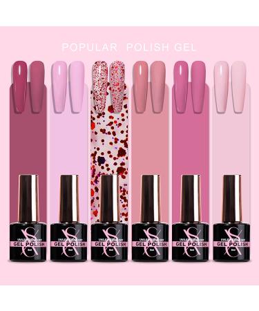 SXC Cosmetics G-45 Pink Gel Nail Polish Kit with XXL Nail Tips - Professional Nail Art Extension Starter Kit - Buy Online on GoSupps.com