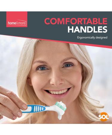 4pk Denture Toothbrush with Soft Bristles and Easy Grip Handle | Dual Angled Brush Heads for Denture Cleaning | Retainer Brush for Retainers | Includes SOL Sticker - Buy Online on GoSupps.com