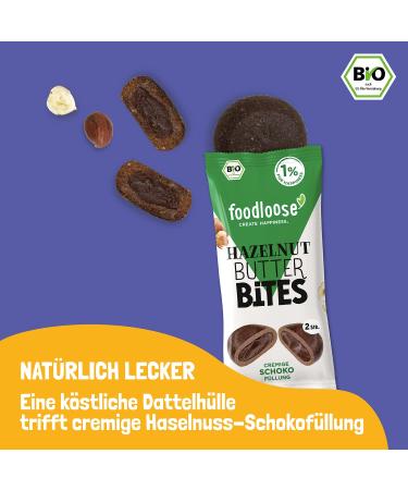 Foodlose Organic Hazelnut Butter Bites | Vegan Chocolate Snack | Gluten-Free Refined Sugar-Free | 20 Pack (40g Each) - Buy Online on GoSupps.com