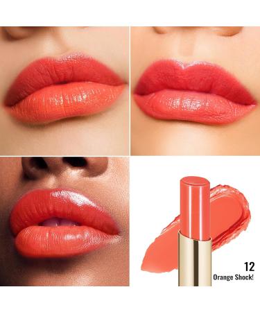 Oulac 2-in-1 Lipstick & Lip Balm - Juicy & Shiny Lip Care for Smooth Hydrated Vegan Orange Shock! - Buy Online on GoSupps.com