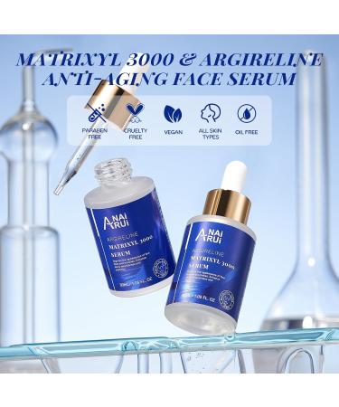 ANAI RUI 10% Argireline Serum+ Matrixyl 3000 Pure Hyaluronic Acid For Face Deep Wrinkle Reducer Anti-Aging Collagen Boosting Peptides Serum for Face1.05 Fl.oz Blue - Buy Online on GoSupps.com