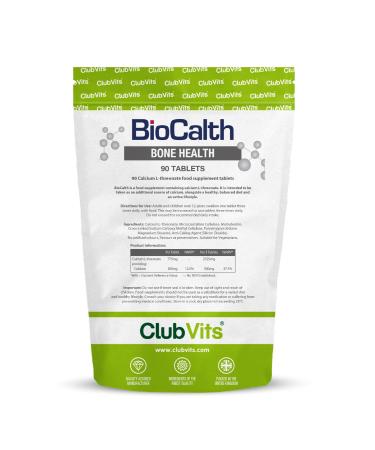 Calcium L-Threonate Vitamin Supplement BioCalth - High Strength Support for Healthy & Strong Bones | 90 Tablets - 1 Month Supply from Club Vits