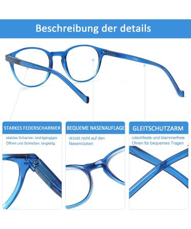 COJWIS 5 Pack Reading Glasses with Blue Light Filter for Men & Women | Anti-Tiredness Glare-Free UV Protection | Stylish 2.25X Strength - Buy Online on GoSupps.com