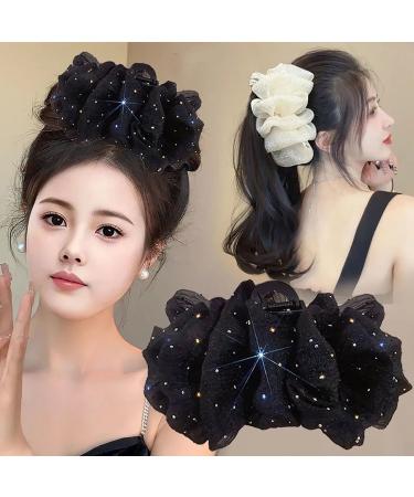 Bow Bubble Clips Bow Hair Claw Clips Claw Clips For Thick Hair Thick Hair Claw Clips For Long Hair Hair Clips for Thin Hair Women Large Puffy Chiffon Elegant Bubble Bow Hair Claw Clip (2pcs-D) - Buy Online on GoSupps.com