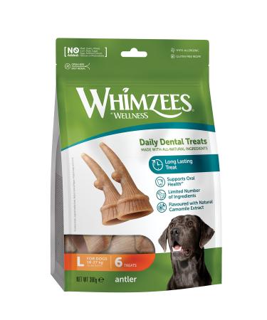 Whimzees Antler Causnack in antlers with a calming effect for large dogs (18 - 24 kg) purely natural grain free 6 pieces of antlers (antler) 2.16 kg (1 Pack) - Buy Online on GoSupps.com
