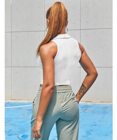 Women's Ribbed Crop Top with Built-in Bra - White Athletic Tank for Yoga & Sports - Size Small - Buy Online on GoSupps.com