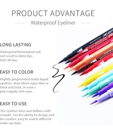 Colored Liquid Eyeliner Set - Rainbow Liquid Eyeliner Matte - Smudge Proof Waterproof Neon Eyeliner Pencil Set 12 Colors Pigmented Eye Liner for Face and Body Paint Pochy - Buy Online on GoSupps.com