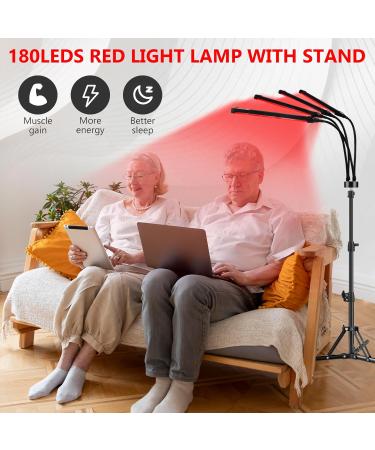 Red Light Lamp 180LEDs Red Light Lamp with Stand 660nm Red Light & 850nm Near Infrared Light with Timer for Body at Home - Buy Online on GoSupps.com