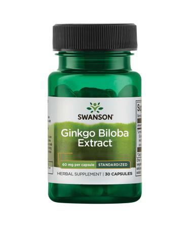 Swanson Ginkgo Biloba Extract 60mg 60 Capsules Laboratory Tested Soy Free Gluten Free Non-GMO