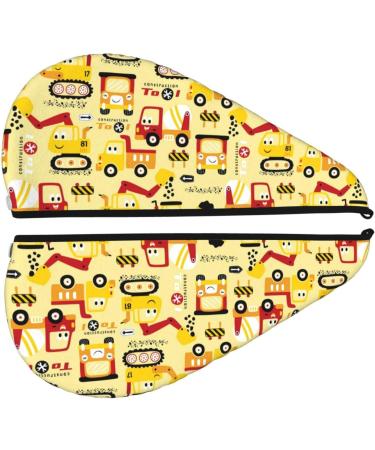 Funny Construction Vehicles Microfiber Hair Towel | Super Absorbent Coral Velvet Wrap for Long Curly & Thick Hair - Buy Online on GoSupps.com