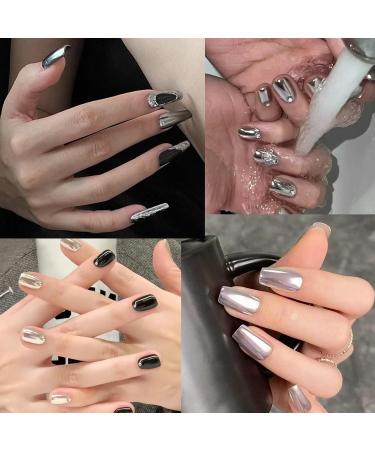 Metal Nail Polish Mirror Effect Quick Drying Metallic Effect Nail Art Polish Gel Nail Polish Silvery Nail Varnish Chrome Nail Art Polish No UV(Silvery) - Buy Online on GoSupps.com