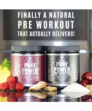 PURE POWER Pre Workout Supplement - Natural, Healthy Pump for Men & Women - Keto, Vegan, Paleo - Thermogenic Powder for Energy & Weight Loss - 390g Raspberry Lemonade - Buy Online on GoSupps.com