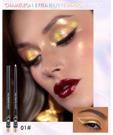 Colored Glitter Eyeliner Pencil Chameleon Matte Metallic Eyeliner Pen Eyeshadow Silver Shimmer Retractable Eyeliner Waterproof Smudgeproof Highlighter Gel Eye Liner St Patrick's Gift for Women-01 - Buy Online on GoSupps.com