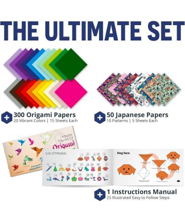 Origami Paper Kit - 350 Sheets, 20 Colors, 6x6 Size, 50 Traditional Japanese Patterns, Origami Book with 25 Easy Colored Projects - Ideal for Kids Crafts and Christmas Gifts for Boys 8-12 - Buy Online on GoSupps.com