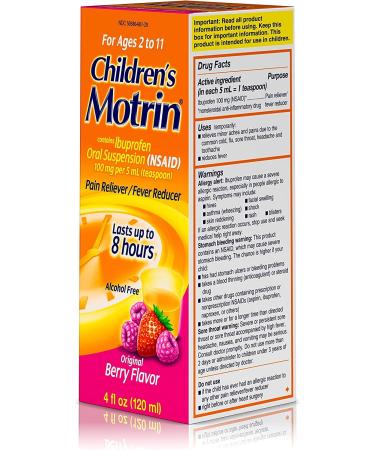 Motrin Children's Berry Liquid 4 fl oz - Pack of 6 - Buy Online on GoSupps.com